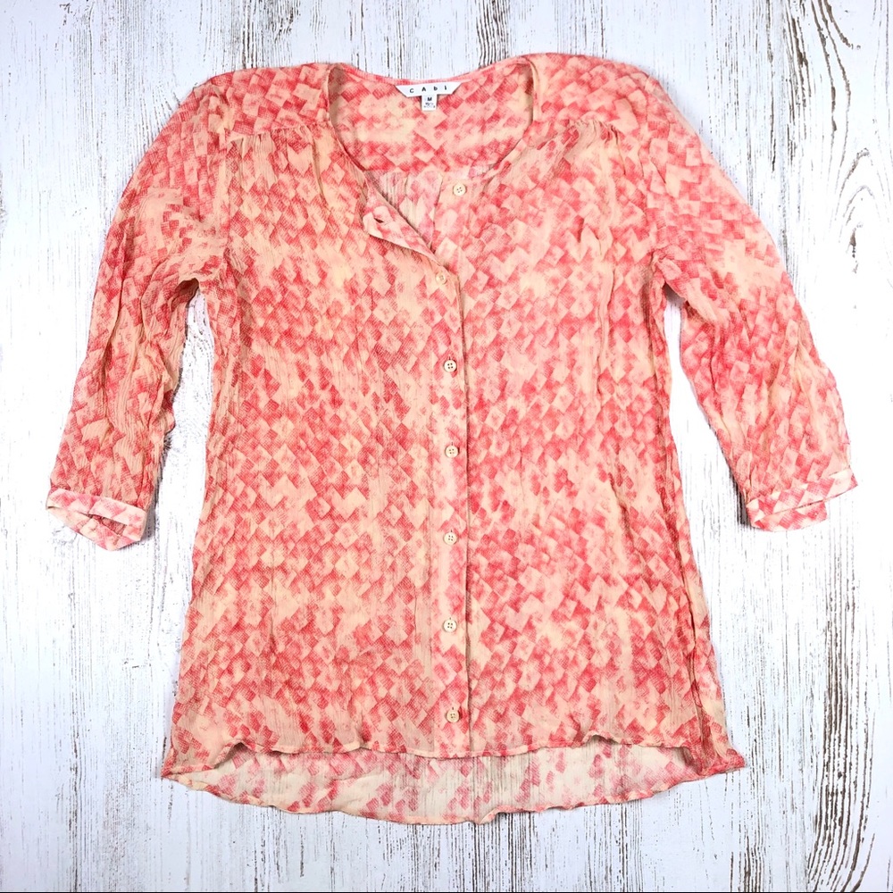 CAbi Silk Emerson Blouse M Button Down